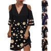 Summer New V-neck Positioning Flower  Short Sleeve Dress Fashion Women