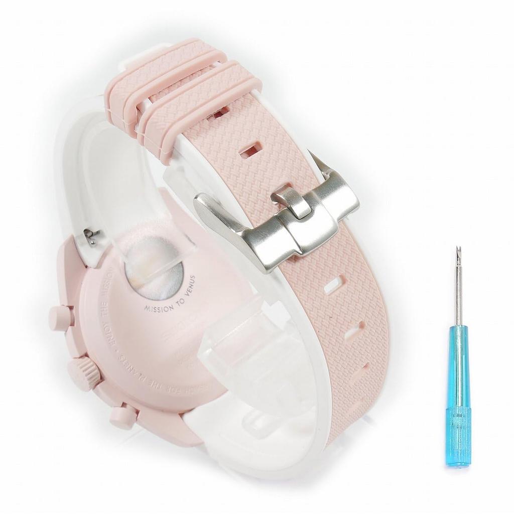 Swatch x OMEGA Exclusive Rubber Strap with Clicker Feature (Pink & White/Venus)