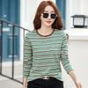 2026 New Women Clothing Crew Neck Striped Bottom Shirt Spring and Autumn Long Sleeve Tops T-Shirt Loose Interior Casual Top