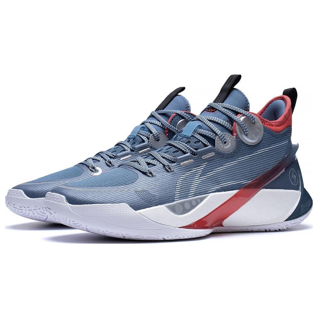 Li Ning Sonic 10 Ultra Durable Breathable Mid-Top Basketball Shoes Men Basketball Shoes Blue White Red ABAS145-7
