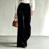 2026 Velvet Wide Leg Pants Women High Waist Loose Fit With Drawstring Pockets Winter