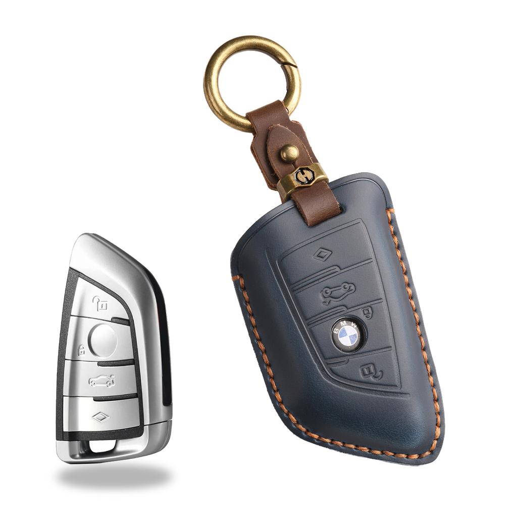 Retro Key Cover Is Suitable for BMW 5 Series Blade Key Bag, Genuine Leather Car Key Case, Cowhide New Keychain.