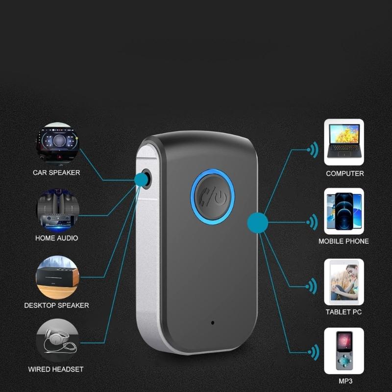 Car Adapter Featuring Double Device Connection for Wireless Music Streaming Via Aux Port Outdoor Speaker Connectivity
