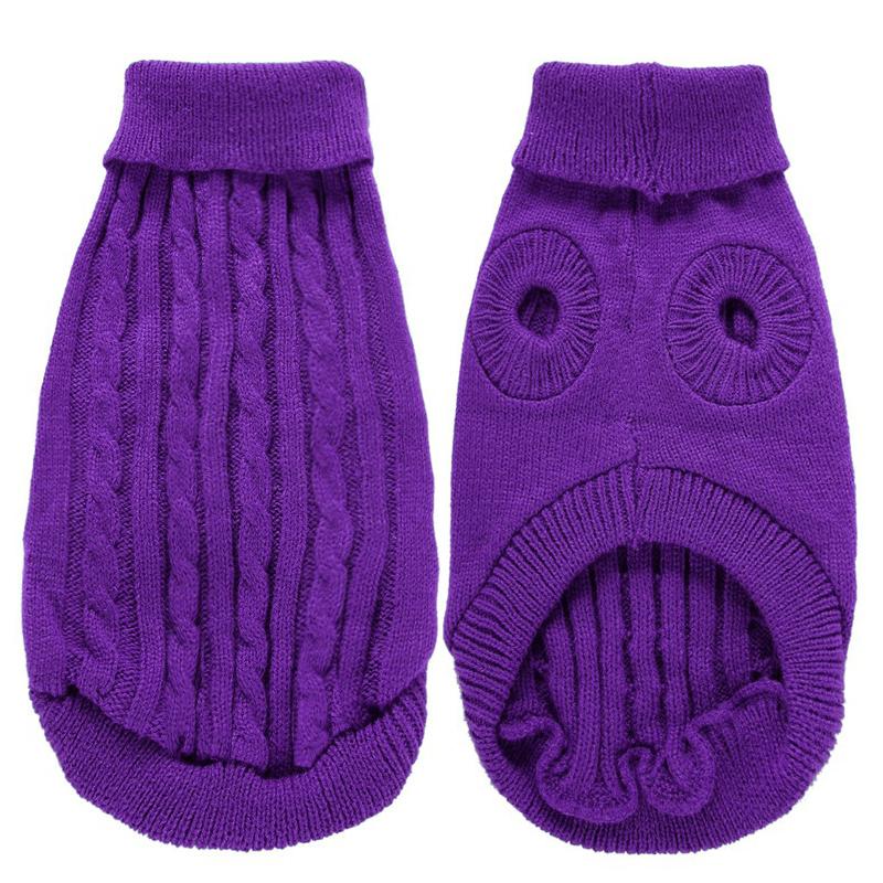Solid Color High-Neck Cable Knit Eco-Friendly Pet Sweater Warm Autumn/Winter Pullover Dogs Cats 12 Vibrant Hues Simple Soft