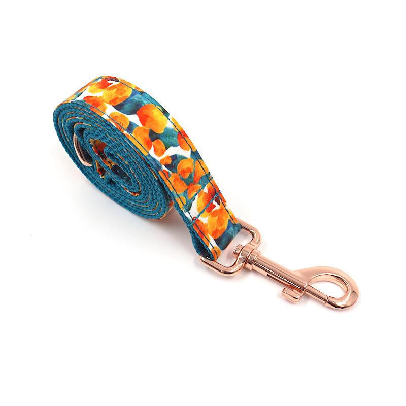 Rose Gold Hawaiian Print Dog Collar & Leash Set - Engravable