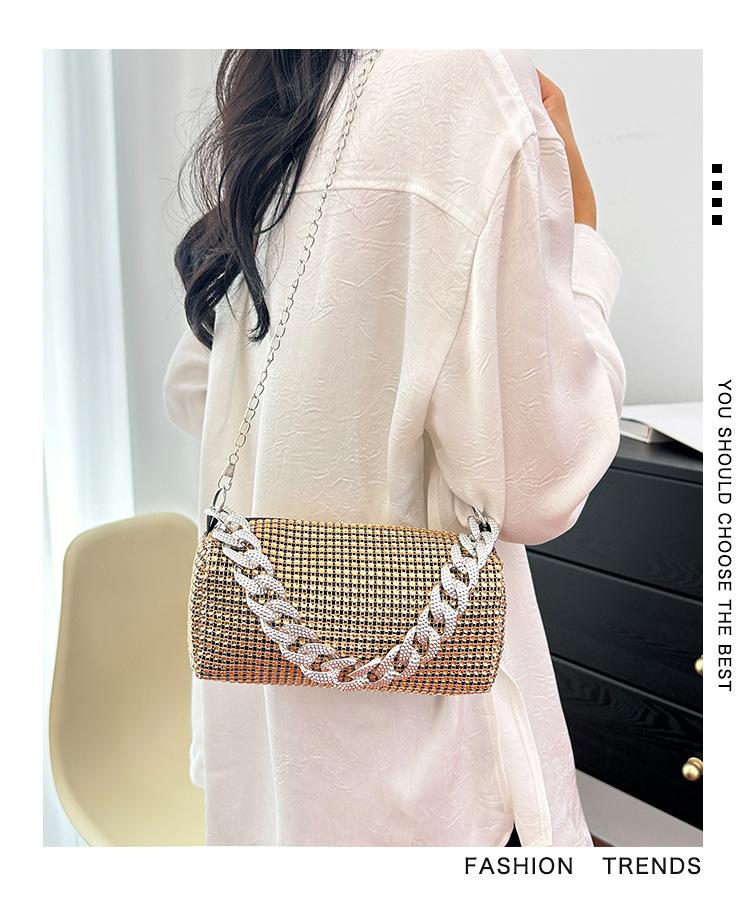Spring and summer small bags women's bags 2025 new trend personalized colored diamond pillow bag chain shoulder bag personalized messenger bag