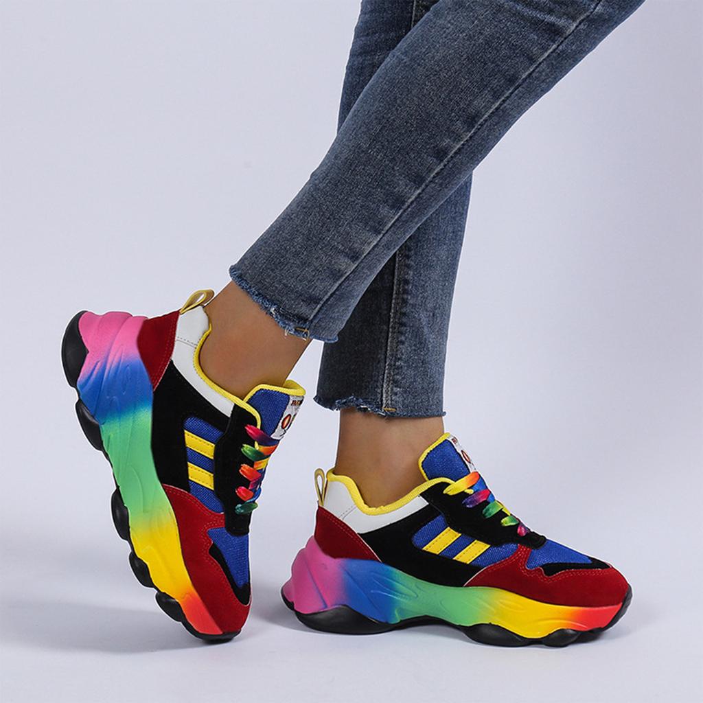 Women's Fashion Breathable Knit Lace-Up Casual Flat Shoes with for Everyday Wear