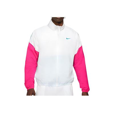 Gewebte Stehkragen Colorblock Retro Sportliche Freizeitjacke Langarm Herrenjacke Weiß CW7349-100