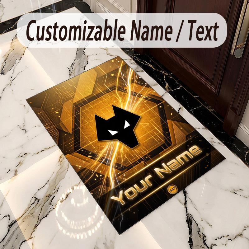 Crystal Velvet Rug Wolverhampton Wanderers Football Print Custom Name Text Floor Mat Home Decor