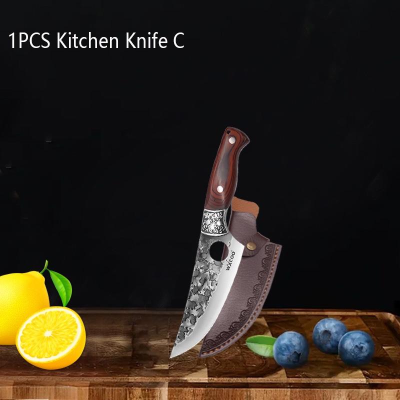 WXCOO Hand Forged Butcher Knife Stainless Steel Boning Knife Cutting Board Set Kitchen Knives Chopping Tools BBQ Meat Cutting