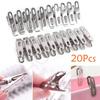 20 Pcs Stainless Steel Flat Mouth Clip of Multifunctional Clothes Clip Small Clothespin Powerful Windproof Clip
