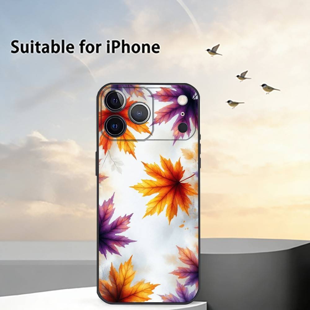 Colorful L-Leaves Phone Case Silicone Soft For IPhone 17 16 15 14 13 12 11 X XR Plus Pro Max Plus