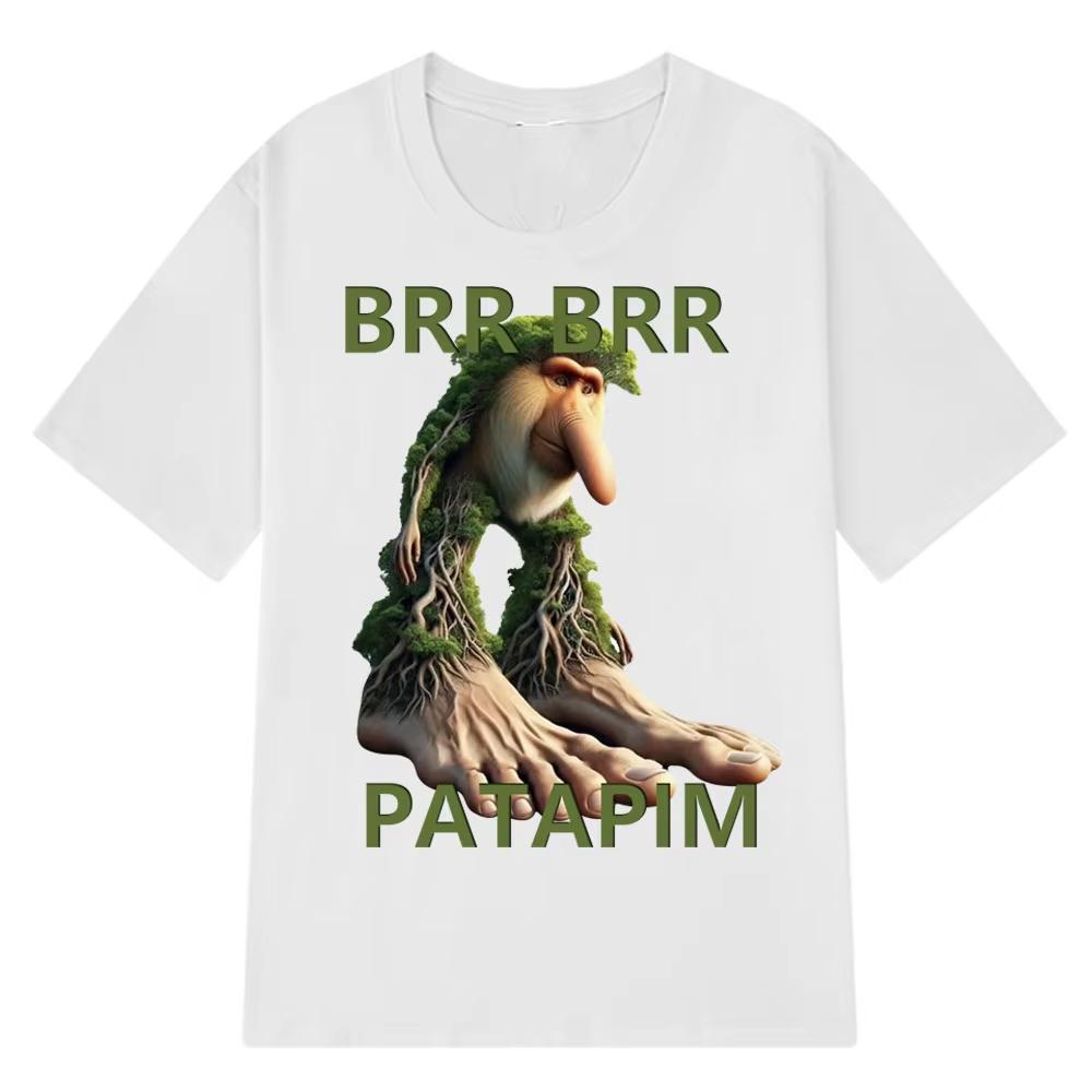 Brr Brr Patapim T Shirt Funny Italian Brainrot Meme Graphic Men Women Tshirt Summer Short Sleeve Cotton Tees Casual Oversize Top