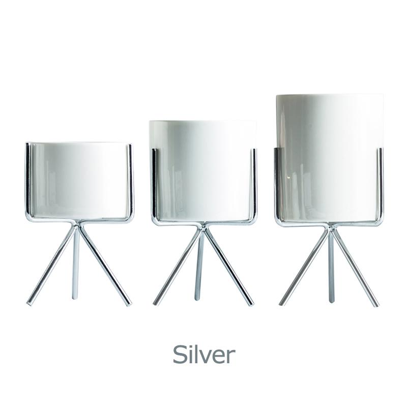 Set aus 3 Keramik-Blumentöpfen mit Eisenständer für Sukkulenten Schreibtisch Keramik-Blumenvase Heim-Garten-Dekoration