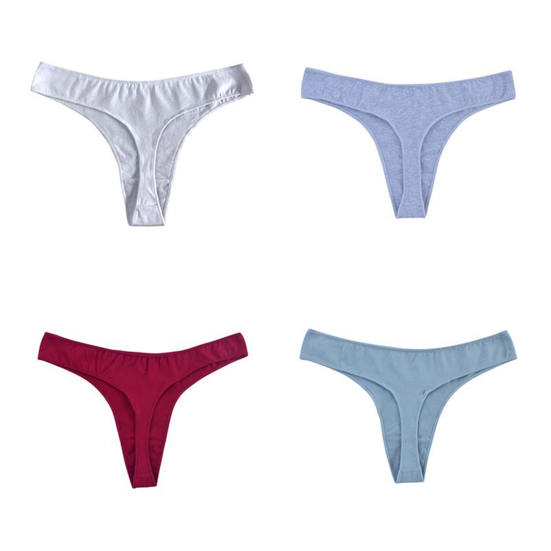 4PCS Unterwäsche Damen G-String Sexy Slips Baumwollhöschen Damen Atmungsaktive Tangas Niedrige Taille Unterwäsche