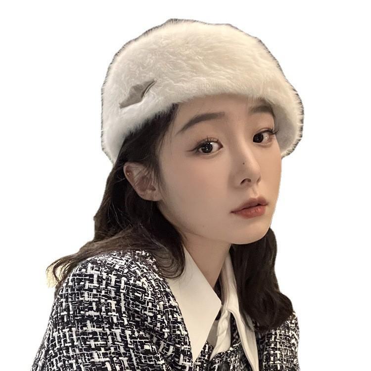 And Cozy Fashionable Rabbit Fur Beret Stylish Retroinspired Winter Hat For Women