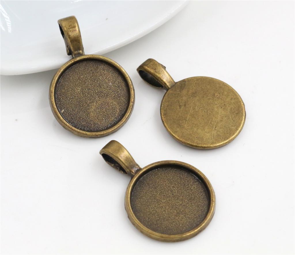 10/15 Stück 14mm 16mm 18mm Innenmaß Antik Bronze Silberbeschichtet Einfacher Stil Cabochon-Basis Cameo-Fassung Anhänger