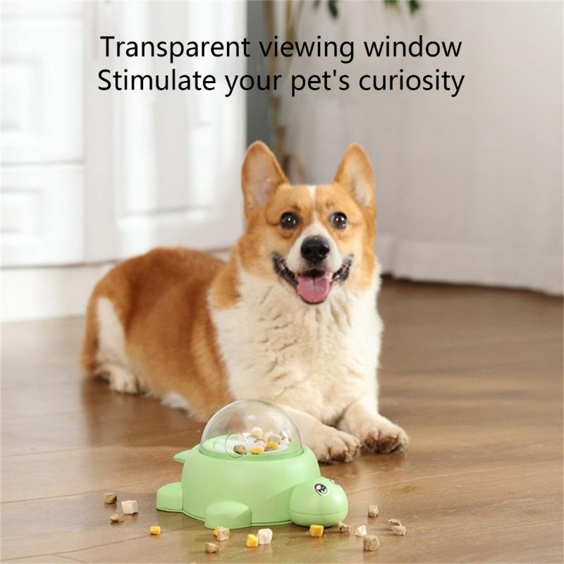 Plastic Rotating Pet Bowl For Dog Featuring Treat Dispensing Animal Feeder Toy Training Design