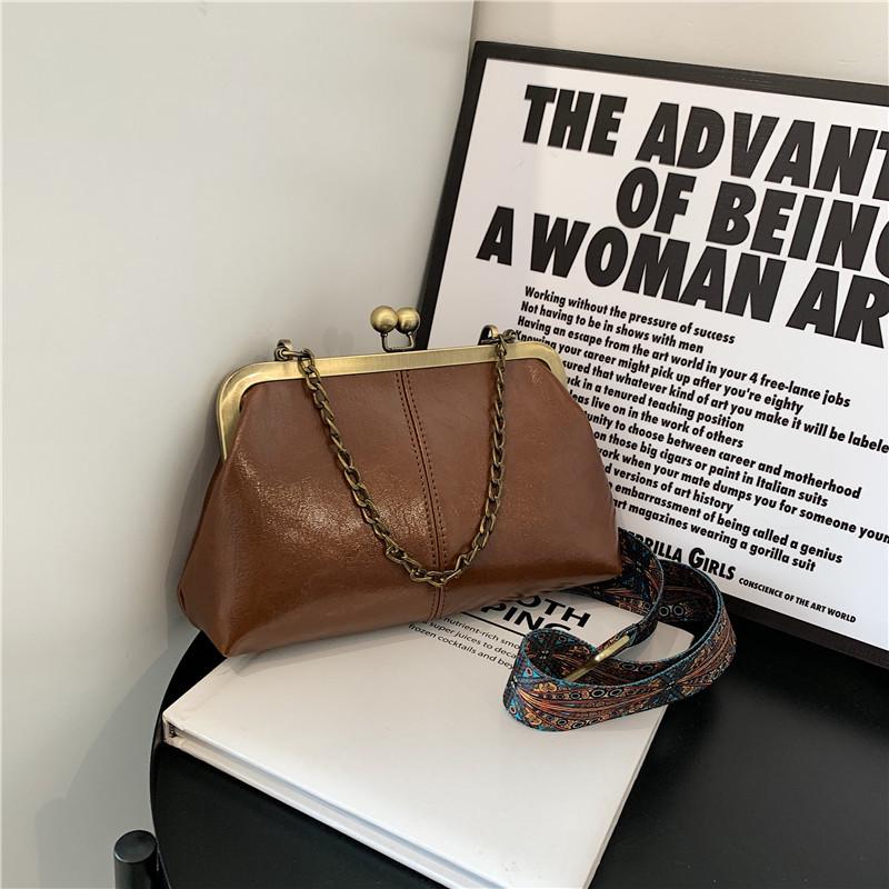 

Женская универсальная сумка-цепочка в корейском стиле 2023 года - красная текстурированная сумка кроссбоди на плечо