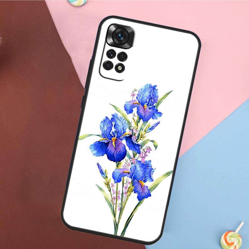 Blue Iris Flower Case For Xiaomi Redmi Note 11 Pro 11S 8 9 12 10 Pro 10S 9S Redmi 9 10 12C 9C 10C Back Cover