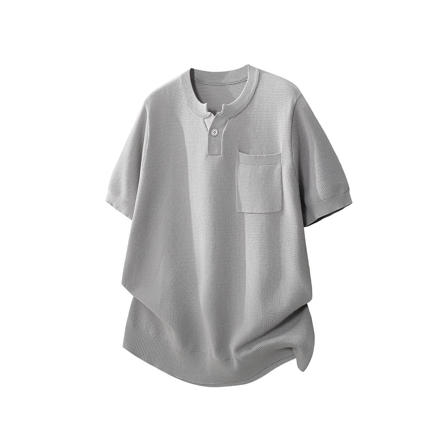 

2026 Men s Trendy Japanese Style Knitwear - Summer Short Sleeve, Solid Color 3XL