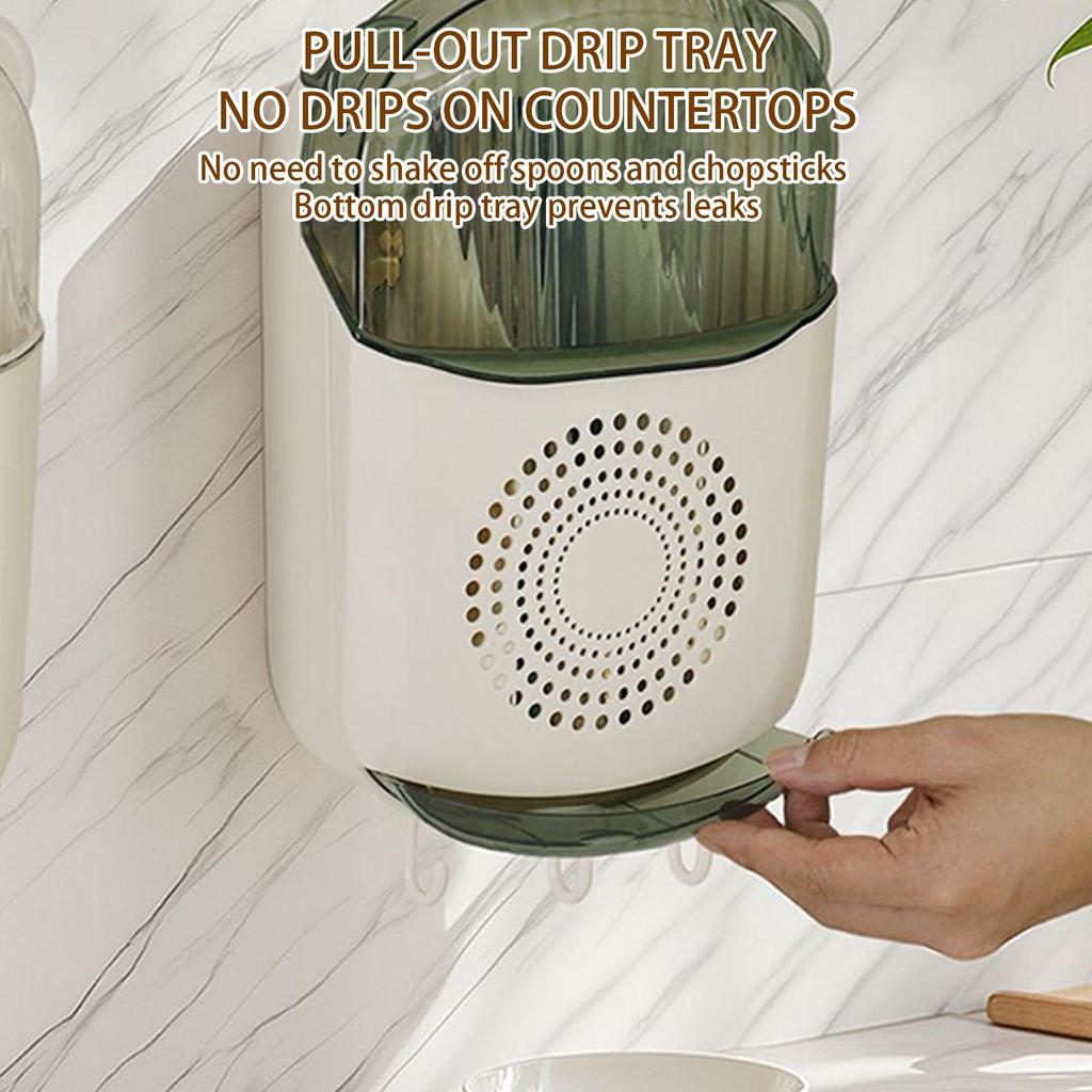 Chopstick Holder Kitchen Utensil Organizer Removable Wall Mounted Adhesive Basket Organizer for Cooking Home Cabinet Apartment