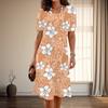 Women's Fashion Graceful Flower Print Summer Spring Short Sleeve O-Neck Casual Dresses