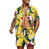 Men's Hawaiian Shirt Set Short-Sleeve Shirt Hawaiian Casual 3D Linen Palm Print Set