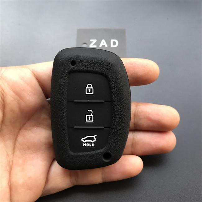 ZAD 3 button silicone rubber car key case cover holder set for hyundai tucson mister ix35 solaris i25 i30 accent smart key case