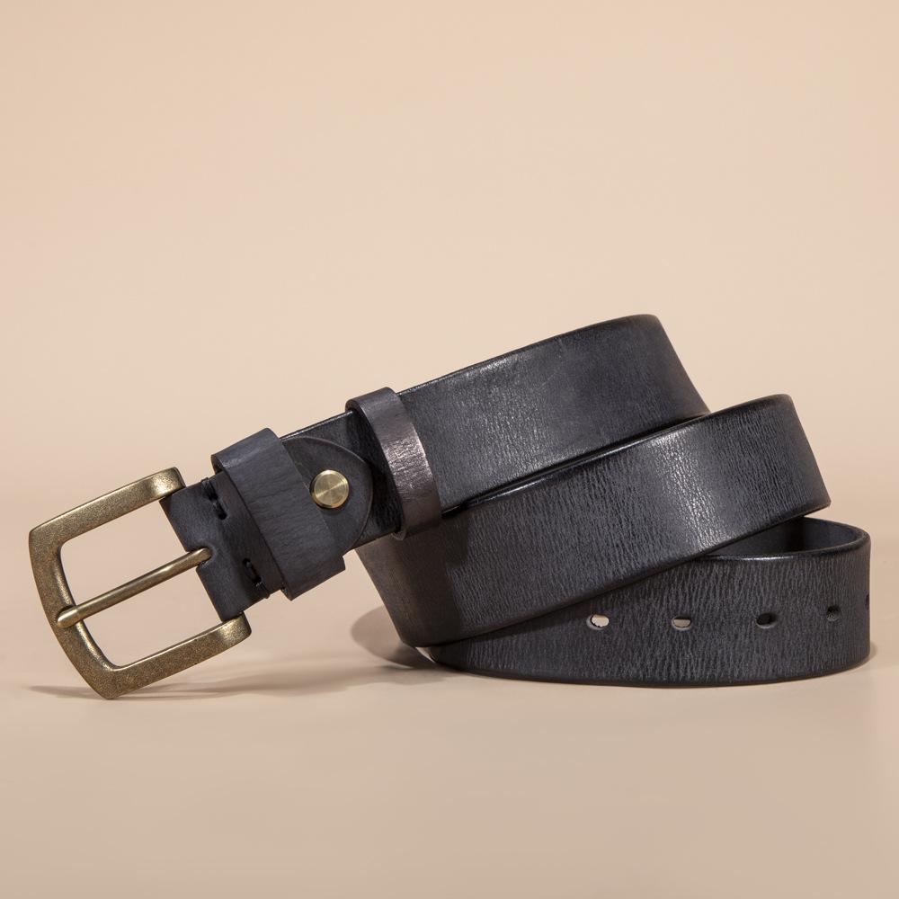 First Layer Cowhide Retro Hand-polished Pin Buckle Men's Overalls Men's Genuine Leather Pants Belt