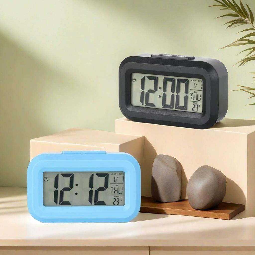 12/24h Led Digital Display Alarm Clock Home Bedside Battery Power Multifunction Snooze/Temperature Night Light Date Alarm Clock