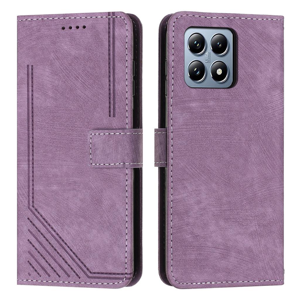 For Xiaomi 15T Stand Case Imprinted Lines Leather Phone Cover