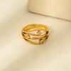 ins French light luxury irregular hollow zircon multi-layer ring stainless steel plated 18k gold waterproof ring women