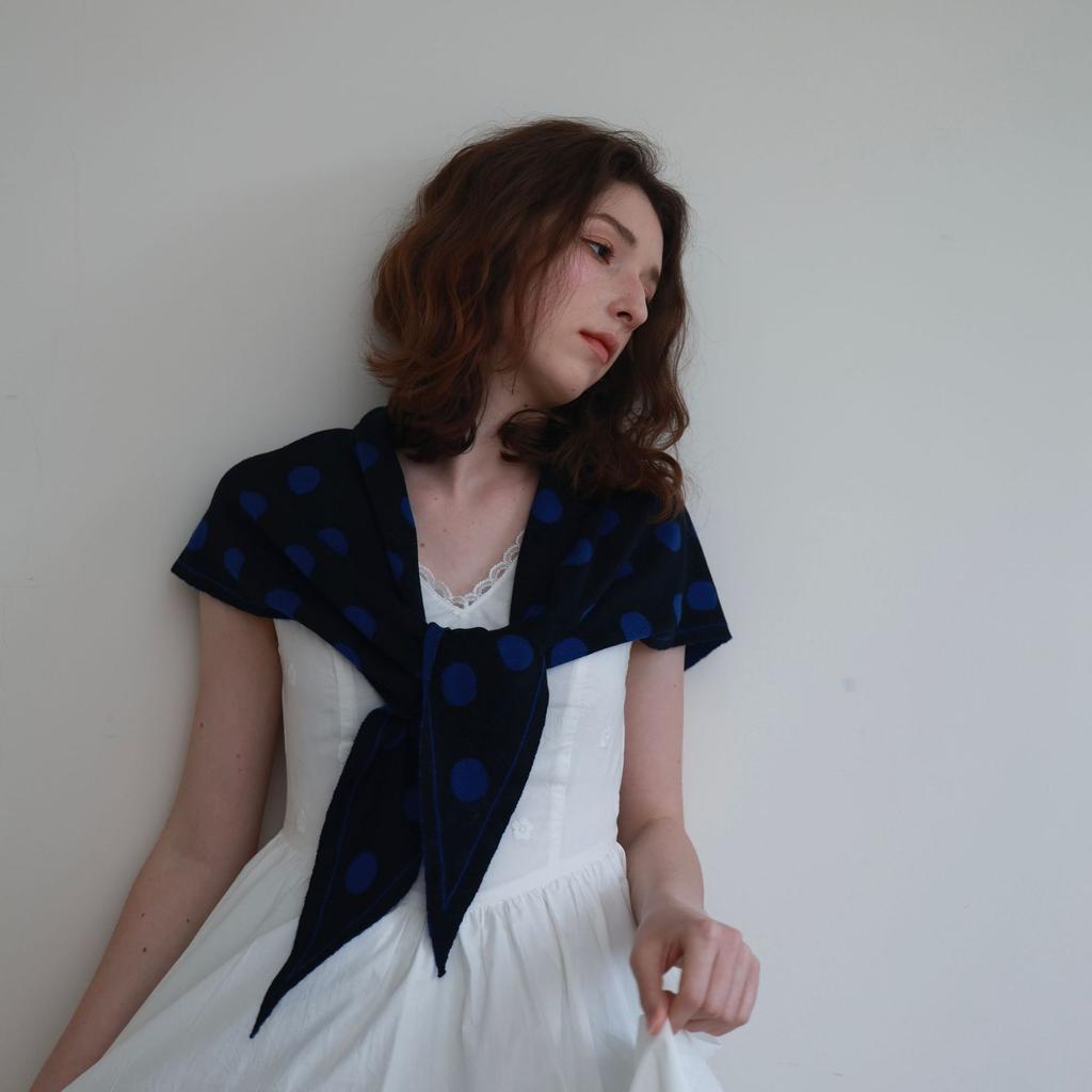 Cashmere polka dot series triangle scarf knitted shawl autumn and winter warm versatile atmosphere neck scarf scarf