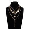 Pearl Colored Rhinestone Necklace Y-Shaped Bohemian Style Necklace Beads Chain Choker  Vacation