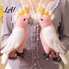 Plushie for Bedroom Decor Cute Parrot Plush Toy Soft Stuffed Animal Kids Pink Realistic Bird Lover Gift Doll with Fluffy Fabric And Home Decoration
