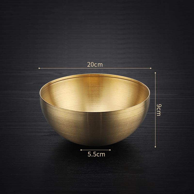 304 Stainless Steel Fruit Salad Bowl Korean Silver Gold Soup Rice Noodle Bowl Multifunctional Large Capacity Food Container