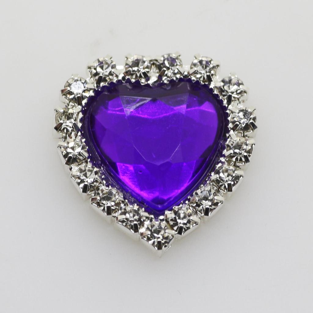 Mini 16mm(4/10 Inch) 10pcs Heart Acrylic Rhinestone Buttons DIY Hair Accessory Wedding Initiation Ribbon Decoration