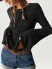 Elegant Bell Sleeve Knitwear Long Sleeve T-shirt