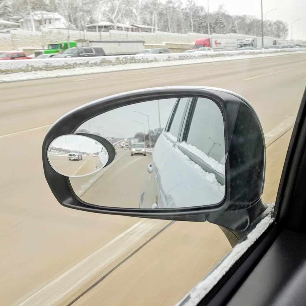 Suction Cup Blind Spot Mirror, Ampper HD Glass Frameless Removable Perspective Wide Angle Rear Mirror (Oval, Pack of 2)