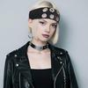 Women Hair Band Punk Style Rock Stretch Headband with Hollow Eyelets Aesthetic Design Hair Accessories