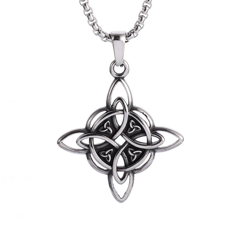 Stainless Steel Vintage Nordic Rune Compass Necklace Men Fashion Trend Amulet Nordic Jewelry