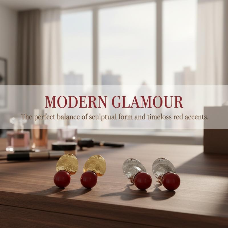 Women Geometric Statement Earrings Irregular Red Beads Ethnic Vintage for Gift Casual Party Dress AccessoryHot Sale
