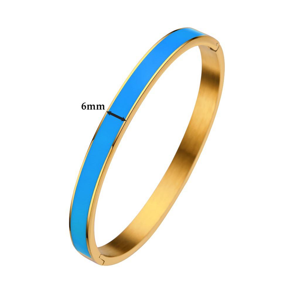 CARLIDANA Luxury Colorful Orange Enamel Bangles Bracelets for Women Party Gift Fashion Bangles Original Stainless Steel Jewelry