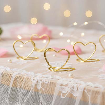 50 PCS Gold Table Number Place Card Holders, Small Heart Shape Card Stand for Wedding Mini Photo Playing Cards Holder Picture Photo Menu Card Clips