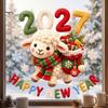 New Year Glass Decals Happy Window Cling, 2027 Crochet Sheep Snowflake Holiday Decor Sticker Glas Sticker, Reusable Christmas Decoration Static Decal