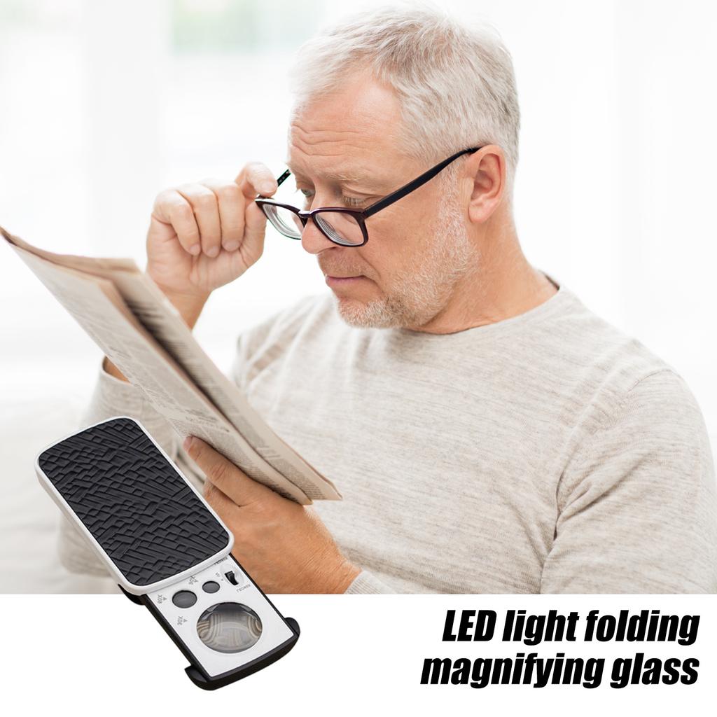 High Magnification Foldable LED Magnifier 30X 60X 90X Optical Acrylic Magnifying Lens For Precisions Inspection
