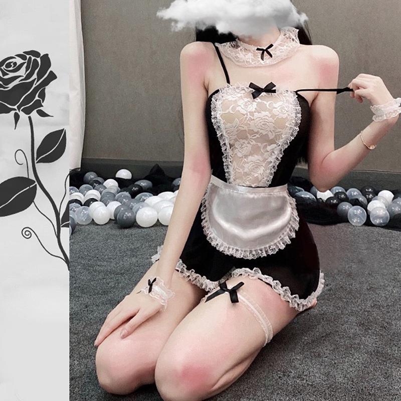 Mašle Krajka Cosplay Služka Uniforma Lingerie Sexy Halloweenské Kostýmy pro Hraní Rolí