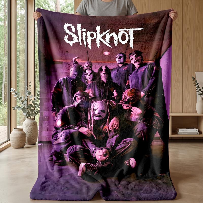 Coperta in Flanella Stampata Slipknot Calda Accogliente Delicata sulla Pelle Plaid per Divano Letto Uso Quotidiano Interno