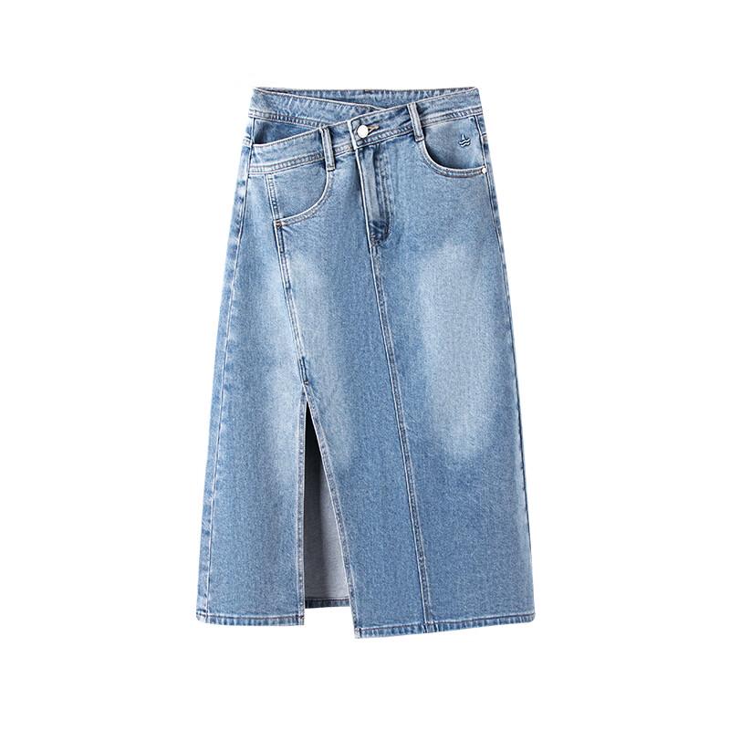 Navicare Women's Thin Denim A-line Skirt